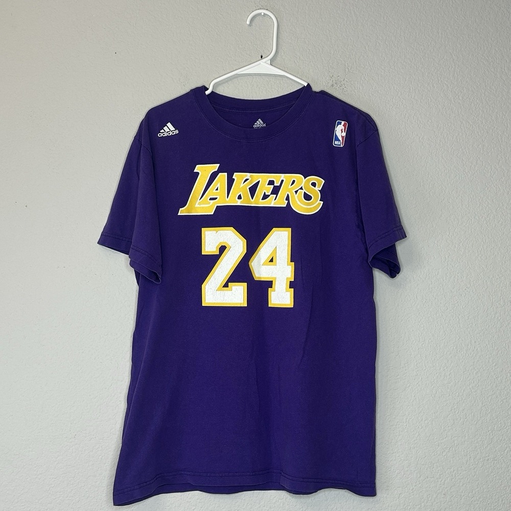 Vintage Adidas Los Angeles Lakers #24 Kobe Bryant Player T Shirt Size M Y2K